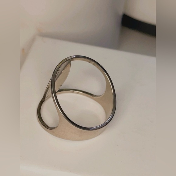 NWT Silver Stainless Steel Ring, Unisex Geometric Laser Cut Pattern Size 9 - Picture 10 of 17